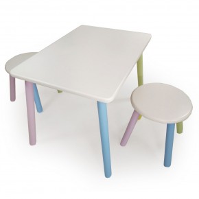 Детский комплект стол и два табурета круглых  (Белый, Белый, Цветной) в Нытве - nytva.mebel-74.com | фото