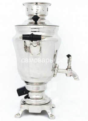 Электрический самовар из латуни никелированный на 1,5 литра форма "Тюльпан" с защитой от выкипания в Нытве - nytva.mebel-74.com | фото