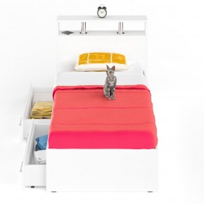 Камелия Кровать с ящиками 0900, цвет белый, ШхГхВ 93,5х217х78,2 см., сп.м. 900х2000 мм., без матраса, основание есть в Нытве - nytva.mebel-74.com | фото