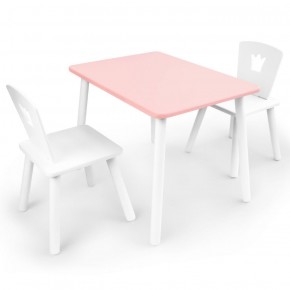 Комплект детской мебели стол и два стула Корона  (Розовый/Белый/Белый) в Нытве - nytva.mebel-74.com | фото