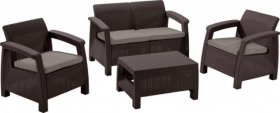 Комплект мебели Корфу сет (Corfu set) коричневый - серо-бежевый * в Нытве - nytva.mebel-74.com | фото
