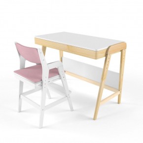 Комплект растущий стол и стул с чехлом 38 попугаев «Вуди» (Белый, Белый, Розовый) в Нытве - nytva.mebel-74.com | фото