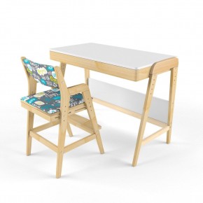 Комплект растущий стол и стул с чехлом 38 попугаев «Вуди» (Белый, Береза, Салют) в Нытве - nytva.mebel-74.com | фото