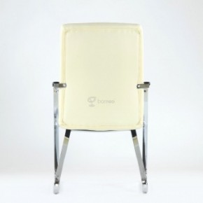 Кресло Barneo K-25 для посетителей и переговорных (хром, бежевая экокожа) в Нытве - nytva.mebel-74.com | фото