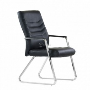 Кресло Barneo K-25 для посетителей и переговорных (хром, черная экокожа) в Нытве - nytva.mebel-74.com | фото