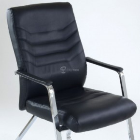 Кресло Barneo K-25 для посетителей и переговорных (хром, черная экокожа) в Нытве - nytva.mebel-74.com | фото