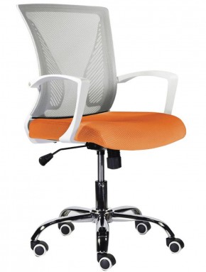 Кресло BRABIX "Wings MG-306", пластик белый, хром, сетка, серое/оранжевое, 532011 в Нытве - nytva.mebel-74.com | фото