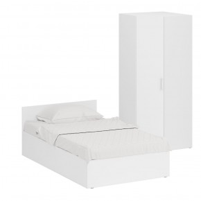 Кровать 1200 + Шкаф угловой Стандарт, цвет белый, ШхГхВ 123,5х203,5х70 + 81,2х81,2х200см., сп.м. 1200х2000 мм., без матраса, основание есть в Нытве - nytva.mebel-74.com | фото