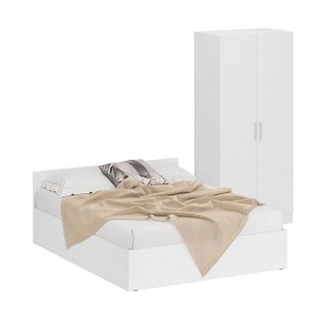 Кровать 1600 + Шкаф 2-х створчатый Стандарт, цвет белый, ШхГхВ 163,5х203,5х70 + 90х52х200 см., сп.м. 1600х2000 мм., без матраса, основание есть в Нытве - nytva.mebel-74.com | фото