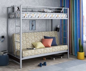 Кровать двухъярусная с диваном "Мадлен" (Серый/Фиолетовый) в Нытве - nytva.mebel-74.com | фото