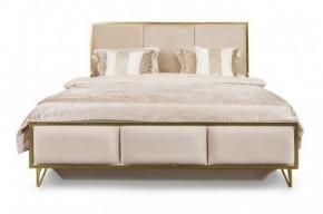 Кровать Lara 1600 с мягким изголовьем + основание (бежевый глянец) в Нытве - nytva.mebel-74.com | фото
