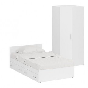 Кровать с ящиками 1200 + Шкаф угловой Стандарт, цвет белый, ШхГхВ 123,5х203,5х70 + 81,2х81,2х200 см., сп.м. 1200х2000 мм., без матраса, основание есть в Нытве - nytva.mebel-74.com | фото