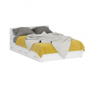 Кровать с ящиками 1400 + Пенал Стандарт, цвет белый, ШхГхВ 143,5х203,5х70 + 45х52х200 см., сп.м. 1400х2000 мм., без матраса, основание есть в Нытве - nytva.mebel-74.com | фото