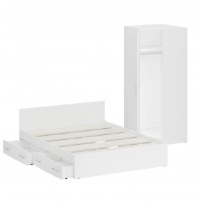 Кровать с ящиками 1600 + Шкаф угловой Стандарт, цвет белый, ШхГхВ 163,5х203,5х70 + 81,2х81,2х200 см., сп.м. 1600х2000 мм., без матраса, основание есть в Нытве - nytva.mebel-74.com | фото