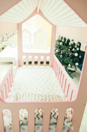 Кровать-домик без ящика 800*1600 (Розовый) в Нытве - nytva.mebel-74.com | фото
