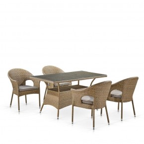 Обеденный комплект плетеной мебели T198B/Y79B-W56 Light Brown (4+1) в Нытве - nytva.mebel-74.com | фото