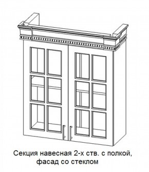 Секция навесная 2-х ств. с полкой "Верона", фасад со стеклом (800) в Нытве - nytva.mebel-74.com | фото