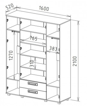 Шкаф 4-х дверный с ящиками М-1 Серия Вега в Нытве - nytva.mebel-74.com | фото