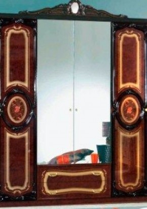 Шкаф 4-х дверный с зеркалами (01.144) Роза (могано) в Нытве - nytva.mebel-74.com | фото