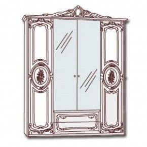 Шкаф 4-х дверный с зеркалами (01.144) Роза (могано) в Нытве - nytva.mebel-74.com | фото