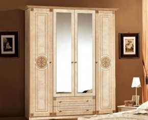 Шкаф 4-х дверный с зеркалами (02.144) Рома (беж) в Нытве - nytva.mebel-74.com | фото