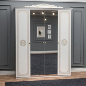 Шкаф 4-х дверный с зеркалами (12.244) Грация (белый/золото) в Нытве - nytva.mebel-74.com | фото
