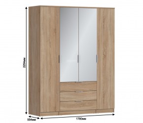 Шкаф 4х дверный с зеркалами Николь СБ-2595/1 (Дуб Сонома) в Нытве - nytva.mebel-74.com | фото