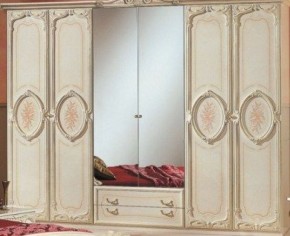 Шкаф 6-и дверный с зеркалами (01.146) Роза (беж) в Нытве - nytva.mebel-74.com | фото