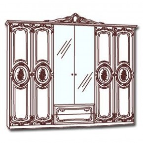 Шкаф 6-и дверный с зеркалами (01.146) Роза (могано) в Нытве - nytva.mebel-74.com | фото