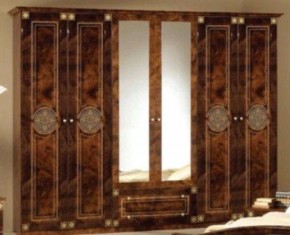 Шкаф 6-и дверный с зеркалами (02.146) Рома (орех) в Нытве - nytva.mebel-74.com | фото
