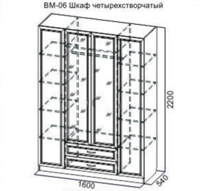 Шкаф четырехстворчатый Вега ВМ-06 в Нытве - nytva.mebel-74.com | фото