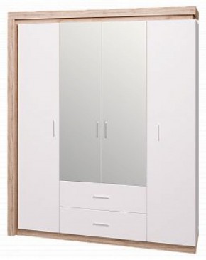 Шкаф для одежды с ящиками 4-х створчатый с зеркалом Люмен 16 в Нытве - nytva.mebel-74.com | фото