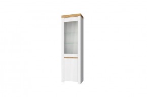 Шкаф с витриной  1V1D, TAURUS, цвет белый/дуб вотан в Нытве - nytva.mebel-74.com | фото