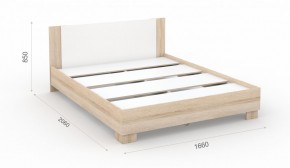 Спальня Аврора Кровать 160 со встроенным основанием под матрас Дуб сонома/Белый в Нытве - nytva.mebel-74.com | фото