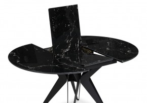 Стол стеклянный Рикла 110(150)х110х76 черный мрамор / черный в Нытве - nytva.mebel-74.com | фото