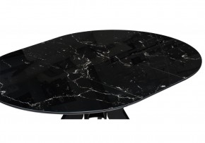 Стол стеклянный Рикла 110(150)х110х76 черный мрамор / черный в Нытве - nytva.mebel-74.com | фото